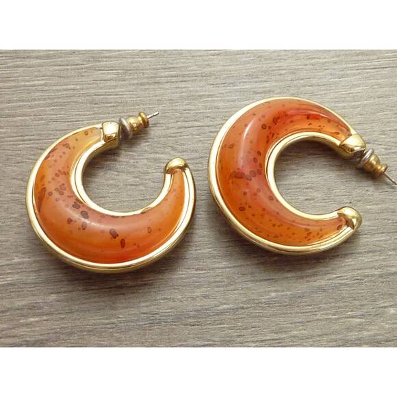 Vintage Bubble Stud Earrings Orange - Picture 1 of 3